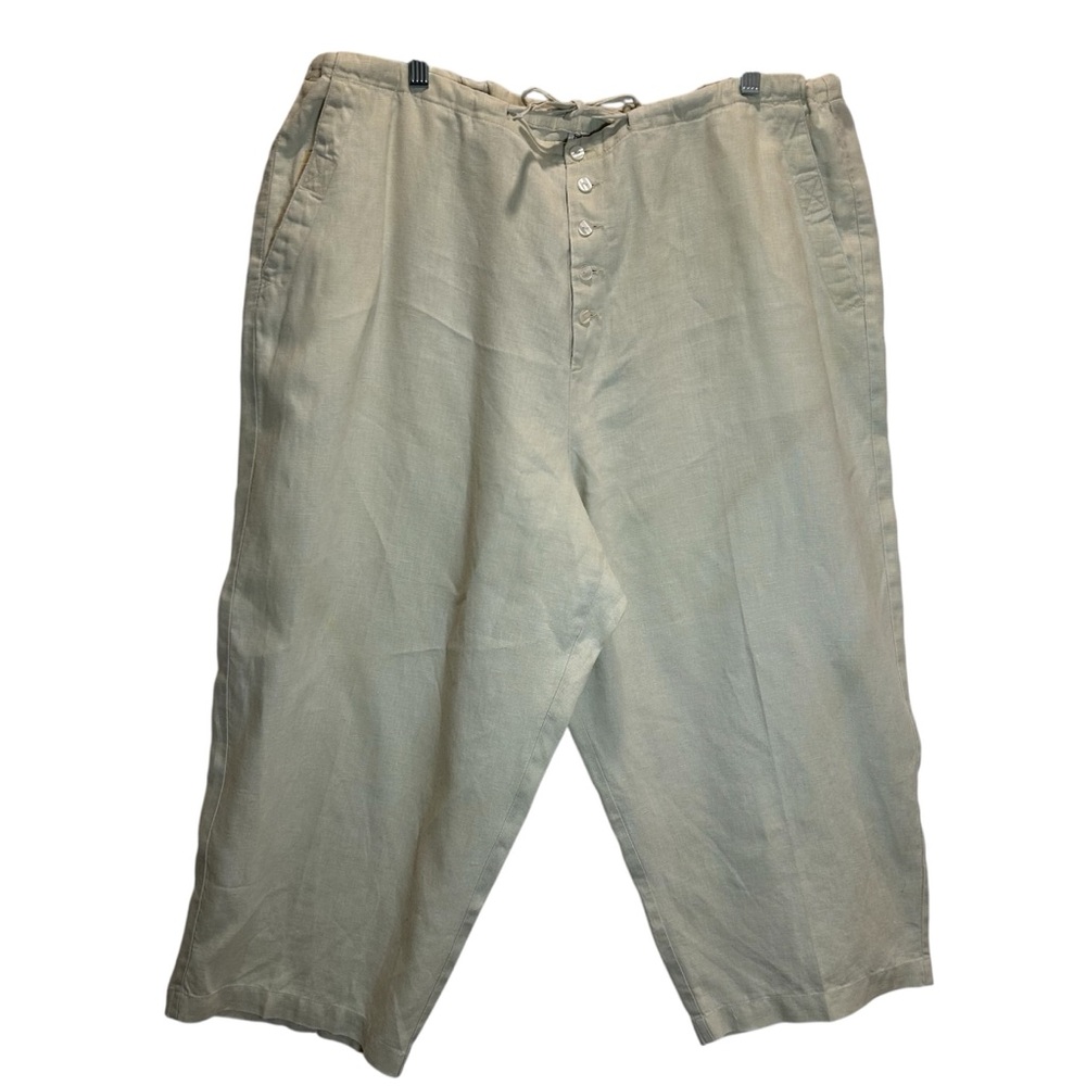 Bridgewater Studio Tan Linen Relaxed Fit Drawstring Pants - 20W